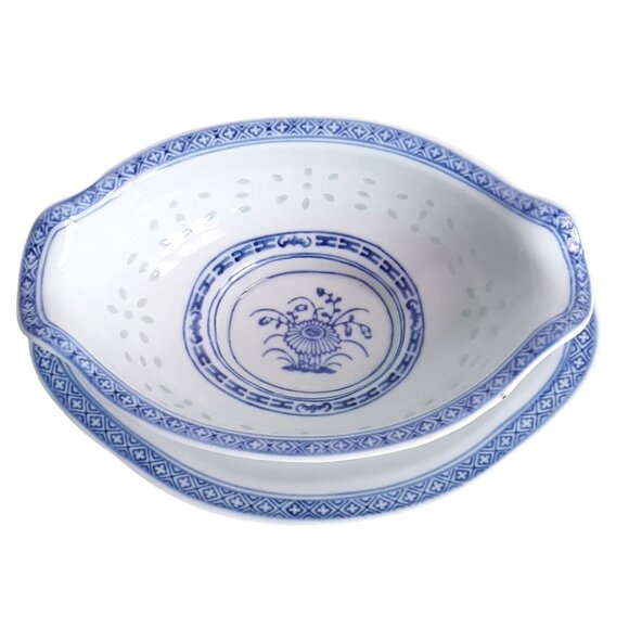 4 TIENSHAN Chrysanthemum Rice Grains Pattern Blue and White Bread/Butter Plates - Picture 2 of 8